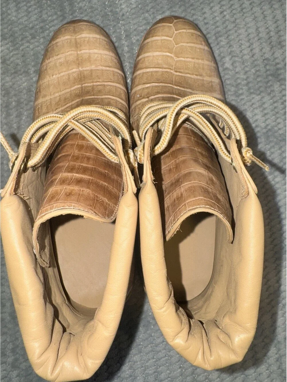 Alligator/Crocodile Skin Tan Boots Vibram Sole US 12 Mauri Style